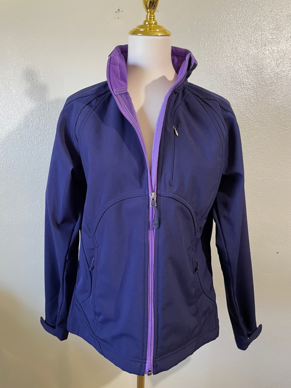 Double Diamond Purple Performance Zip Jacket Womens Medium Equestrian Stretch